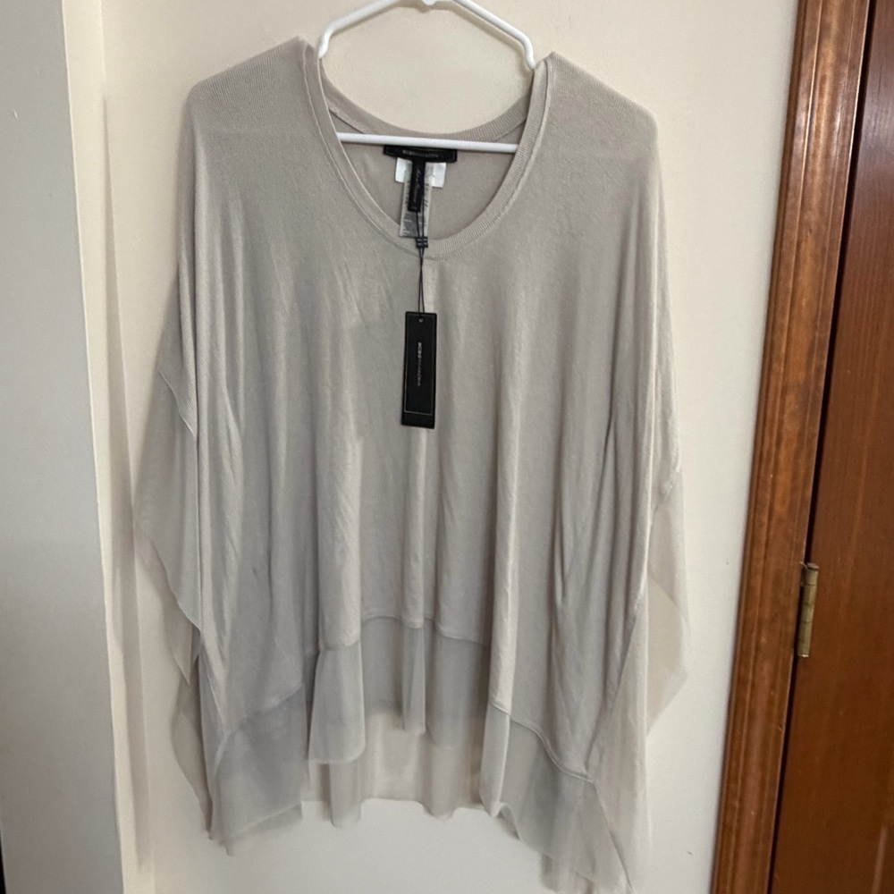 BCBGMaxAzria Taupe Ribbed Top
